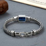 Buddha Stones Retro Blue Acrylic Dragon Keel Braided Design Healing Wealth Buckle Bracelet