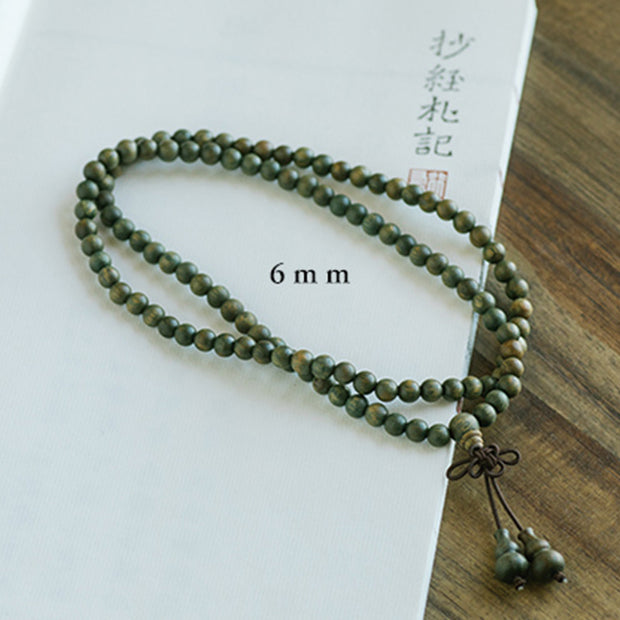 Buddha Stones 108 Mala Beads Green Sandalwood Chinese Knotting Soothing Bracelet Mala Bracelet BS 6