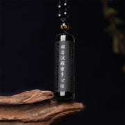 Buddha Stones Natural Black Obsidian Heart Sutra Purification Necklace Pendant Necklaces & Pendants BS Black Obsidian(Purification♥Transformation)