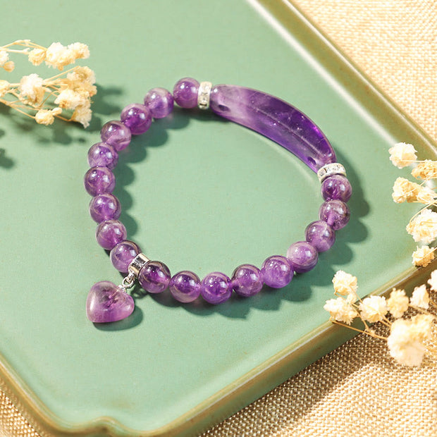 Buddha Stones Natural Quartz Love Heart Healing Beads Bracelet Bracelet BS 3