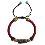 Buddha Stones Handmade Tibetan Turquoise Om Mani Padme Hum Strength Braided Bracelet Bracelet BS 8