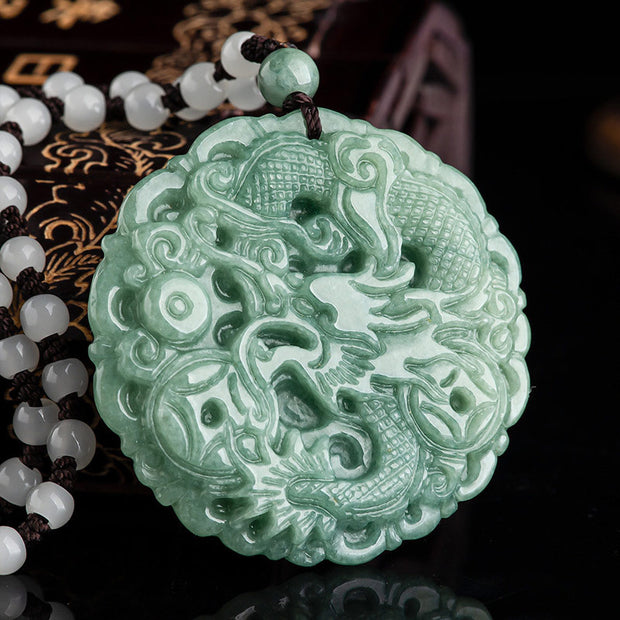 Buddha Stones Chinese Zodiac Dragon Jade Fortune Necklace String Penda ...