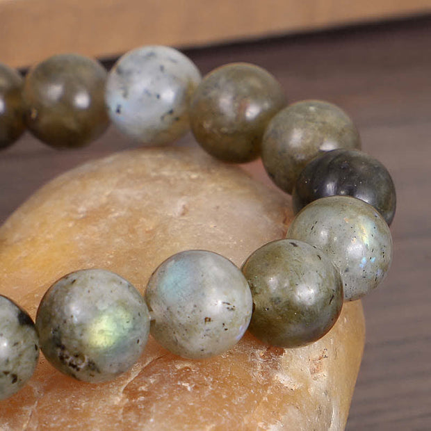 Buddha Stones Natural Labradorite Moonstone Support Healing Beaded Bracelet Bracelet BS 7