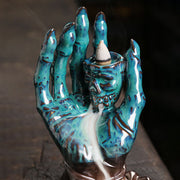 Buddha Stones Halloween Ghost Hand Skull Head Ceramic Peace Healing Incense Burner Decoration