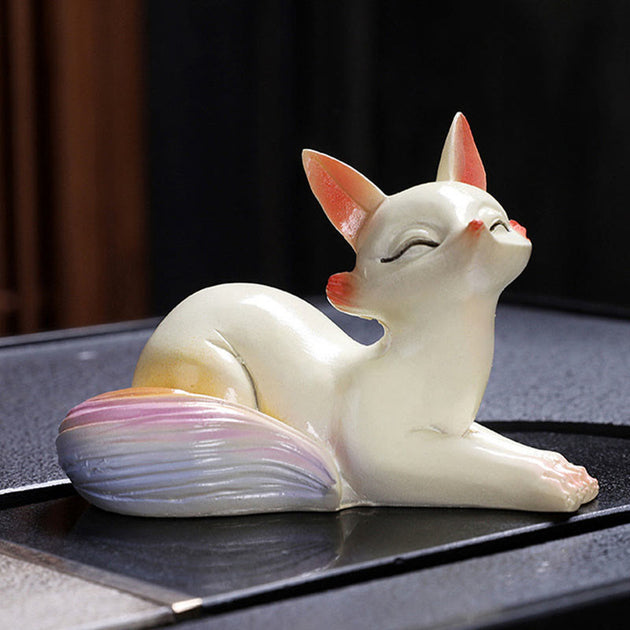 Buddha Stones Color Changing Small Cute Fox Tea Pet Resin Home Figurin ...