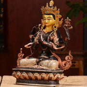 Buddha Stones Bodhisattva Chenrezig Four-armed Avalokitesvara Protection Copper Statue Decoration Decorations BS 3