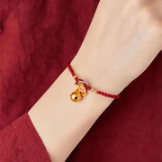 Buddha Stones Handmade Fu Character Charm Luck Happiness Bell Red Rope Bracelet Bracelet BS 5