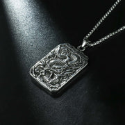 Buddha Stones Dragon Pattern Titanium Steel Luck Protection Necklace Pendant Necklaces & Pendants BS 3