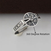 Buddha Stones Copper Coin Wealth Rotatable Ring