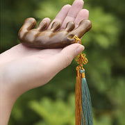 Buddha Stones Simple Green Sandalwood Soothing Tassel Massage Comb
