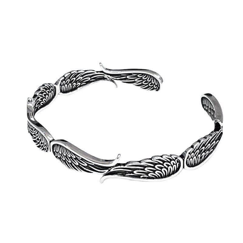 wing bling ★14k Lowell Natural Stone Fish Bracelet //lucky Buddha Stones Angel Wings Feather Pattern Carved Luck Cuff