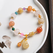 Buddha Stones Natural Golden Silk Jade Crystals Gourd Pixiu Pumpkin Beads Wealth Charm Bracelet Bracelet BS 5