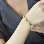 Buddha Stones White Jade Cyan Jade Lotus Protection Bracelet Bracelet BS 2