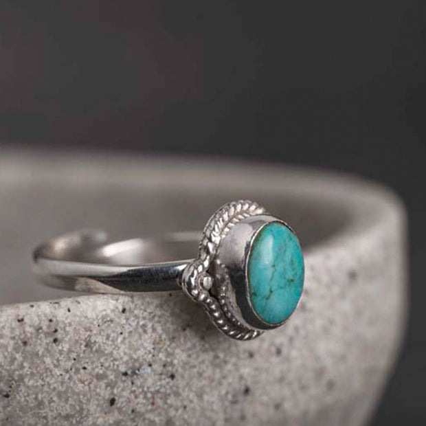 Buddha Stones 925 Sterling Silver Turquoise Wisdom Love Ring Ring BS 16