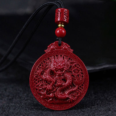 ❗❗❗A Flash Sale- Buddha Stones Year of the Dragon Natural Cinnabar Dragon Protection Necklace Pendant