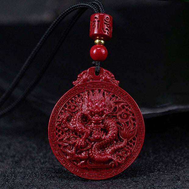 Buddha Stones Year of the Dragon Natural Cinnabar Dragon Protection Necklace Pendant Necklaces & Pendants BS Dragon(Luck♥Strength)