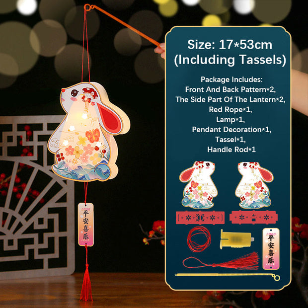 Buddha Stones DIY Good Luck Cute Rabbit Paper Lantern Lamp Mid-Autumn Festival Lantern Decoration