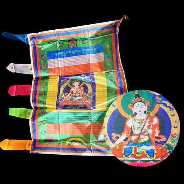 Buddha Stones Tibetan Colorful Windhorse Protection Outdoor Prayer Flag Decoration Decorations buddhastoneshop 5