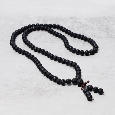 Buddha Stones 108 Natural Lava Rock Beads Prayer Mala Bracelet Necklace Bracelet BS main