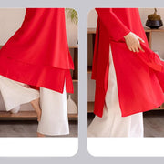 Buddha Stones 2Pcs Simple Design Tai Chi Meditation Yoga Clothing Top Pants Women's Set Clothes BS 20