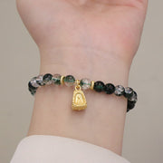 Buddha Stones Natural Green Phantom Confidence Gourd Buddha Charm Bracelet
