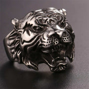 Buddha Stones Men's Animal Tiger Head Titanium Steel Balance Calm Punk Rock Biker Ring Ring BS 15