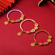Buddha Stones Tibetan Gourd Fortune Happiness Lion Wealth Luck Bracelet Bracelet BS 9