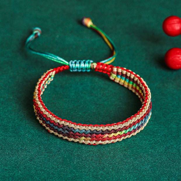 Buddha Stones Tibet Handmade Rainbow Multicolored Protection Braided String Bracelet Bracelet BS 3