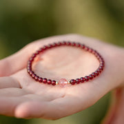 Buddha Stones Natural Garnet Strawberry Quartz Calm Bracelet Bracelet BS 2