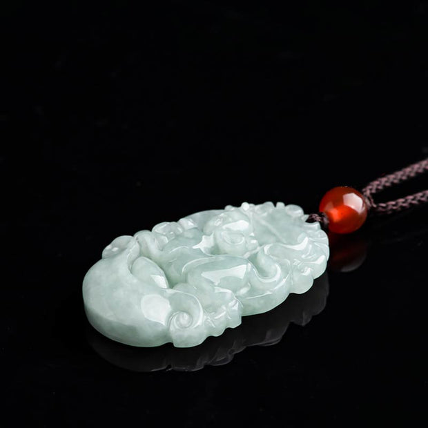 Buddha Stones Natural Jade 12 Chinese Zodiac Sucess Pendant Necklace