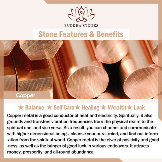 Buddha Stones Retro Ebony Wood Texture Style Copper Peace Balance Bracelet