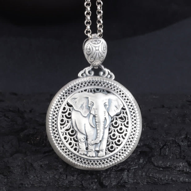 Buddha Stones Elephant Copper Luck Wisdom Necklace Pendant