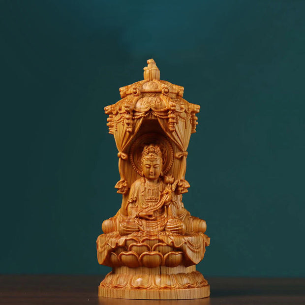 Buddha Stones Handmade Thuja Sutchuenensis Wood Buddha Ward Off Evil Spirits Decoration