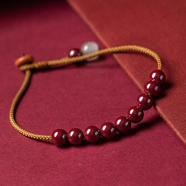 Buddha Stones Natural Cinnabar Beaded Blessing Handmade Bracelet