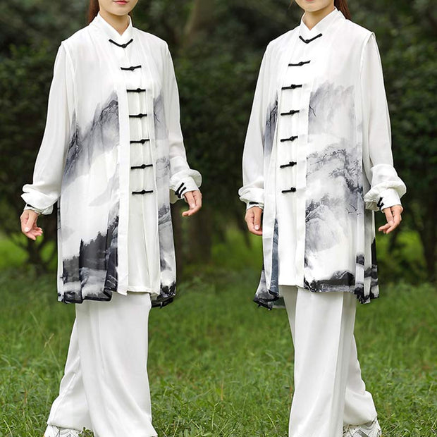 3Pcs Ink Painting Meditation Prayer Spiritual Zen Tai Chi Qigong Practice Unisex Clothing Set Clothes BS 6