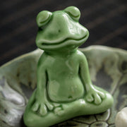 Buddha Stones Leaf Meditation Frog Pattern Healing Ceramic Incense Burner Decoration Incense Burner BS 8