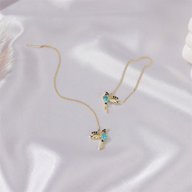 Buddha Stones Colorful Hummingbird Wealth Luck Earrings Earrings BS 9