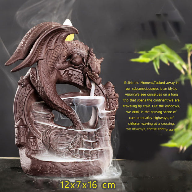 Buddha Stones Dragon Protection Incense Burner Decoration