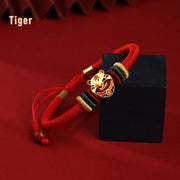 Buddha Stones Handmade 925 Sterling Silver Year of the Dragon Cute Chinese Zodiac Luck Braided Red Bracelet Bracelet BS Tiger(Wrist Circumference 14-19cm)