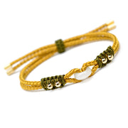 Buddha Stones Round Peace Buckle Jade Abundance Wealth String Bracelet Bracelet BS Yellow(Wrist Circumference 14-18cm)