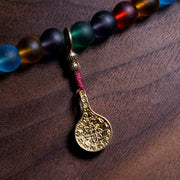 Buddha Stones Tibetan 108 Mala Beads Multicolored Liuli Glass Bead Chinese Zodiac Nine Palaces Eight Diagrams Charm Bracelet Mala Bracelet BS 10