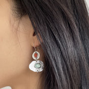 Buddha Stones Round Chalcedony Positive Dangle Drop Asymmetrical Earrings Earrings BS 5