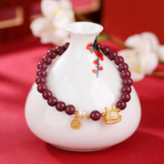 ❗❗❗A Flash Sale- Buddha Stones 925 Sterling Silver Year of the Dragon Natural Cinnabar Hetian White Jade Copper Coin Blessing Bracelet Bracelet BS Cinnabar(Wrist Circumference 14-15cm)