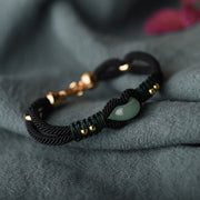 Buddha Stones Tibetan Jade Lucky Black Rope Couple Bracelet Bracelet BS main