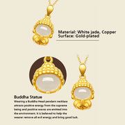 Buddha Stones White Jade Buddha Success Pendant Necklace Necklaces & Pendants BS 4
