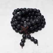 Buddha Stones 108 Natural Lava Rock Beads Prayer Mala Bracelet Necklace Bracelet BS 2