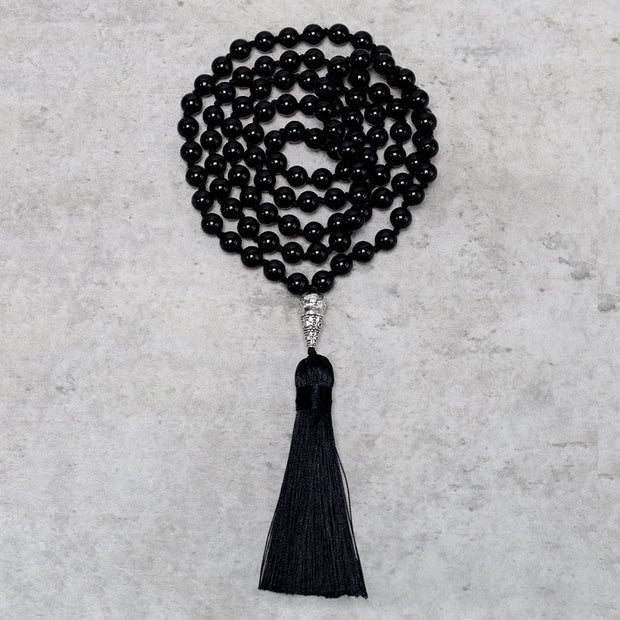 Buddha Stones 108 Mala Black Onyx Beads Yoga Meditation Prayer Beads Necklace Bracelet BS main