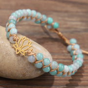 Buddha Stones Amazonite Beads Lotus Flower Balance Weave Bracelet Bracelet BS 2