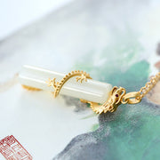 Buddha Stones Jade Dragon Phoenix Copper Protection Necklace Pendant Necklaces & Pendants BS 5