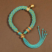 Buddha Stones Tibetan Handmade Luck Protection Thangka Prayer Wheel Bell Charm Braid String Bracelet Bracelet BS 11
